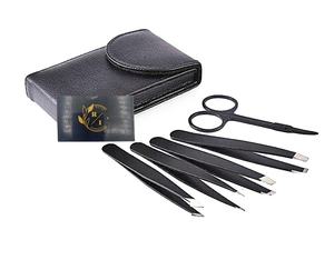 Kit de beauté de luxe 5 pièces en acier inoxydable de qualité supérieure du fabricant – Pince à épiler à pointe inclinée durable, écologique et antistatique - Product Image 4