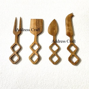 Ensemble de couteaux à fromage en bois écologiques avec manche en terrazzo, fourchette, couteau cœur, spatule, outils de découpe de fromage, ustensiles de cuisine - Product Image 3