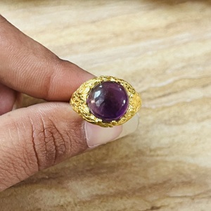 Bague en laiton améthyste de qualité supérieure 2026, style vintage céleste, plaquée or 18 carats, bague tribale audacieuse, vente en gros pour femmes - Product Image 2