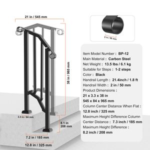 Kit Corrimano per Scale a 1-2 Gradini in Acciaio al Carbonio, Dispositivo di Assistenza per Esterni, Facile Installazione - Product Image 4