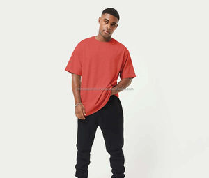 Camiseta de punto para hombre al por mayor, corte regular, hombros caídos, algodón liso, ecológica, de secado rápido, transpirable, cuello redondo, servicios OEM - Product Image 5