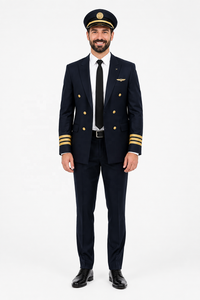 Uniformes de pilote de ligne personnalisés OEM ODM |   Ensemble complet unisexe à manches courtes en viscose de qualité supérieure |   Uniforme de copilote - Product Image 1