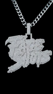 Pendentif personnalisé avec nom en lettres HipHop, argent 925, collier avec initiale personnalisée, diamant VVS, plaqué or, unisexe - Product Image 2