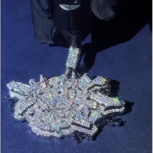 Pendentif Hip Hop Personnalisé Sertie de Diamants Moissanite VVS, Chaîne à Maillons en Argent 925 pour Rappeurs, Hommes et Femmes, Bijoux Fins - Product Image 1