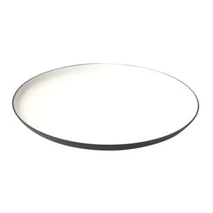 Plateau décoratif circulaire minimaliste nordique en émail, plateau à bijoux encadré en bois de noyer, plateau en métal finition mate, assiette en émail - Product Image 5