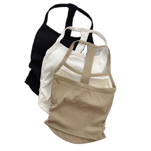 เสื้อกล้ามคอตตอนแขนกุดสีขาวลำลองสำหรับผู้หญิงเสื้อครอปแบบถักระบายอากาศได้สำหรับฤดูร้อน - Product Image 5