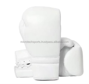 Gants de boxe en cuir blanc à lacets réglables pour l'entraînement en combat en plein air - Product Image 6