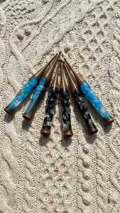 Handmade Resin Crochet <b>Hook</b>, Ergonomic Crochet <b>Hooks</b>, Blue & Black Artisan Needles - Product Image 2