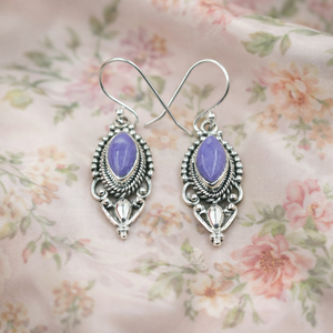 Pendientes Colgantes Hechos a Mano de Plata de Ley 925 con Gema de Charoita Natural, Estilo Bohemio Vintage, Filigrana Étnica, Joyería de Regalo para Mujer - Product Image 6