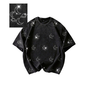 T-shirt homme 100% coton Y2K, entièrement orné de strass, avec ourlet côtelé en coton, meilleure qualité, coupe ample, vêtement décontracté, vêtements personnalisés - Product Image 2