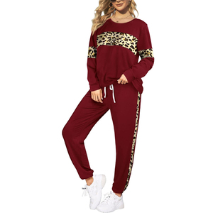 Women <b>Leopard</b> <b>Print</b> Tracksuit Set Black Full Sleeve Crew Neck Casual Sweatshirt Joggers Two Piece Outfit Autumn Wear - Product Image 5