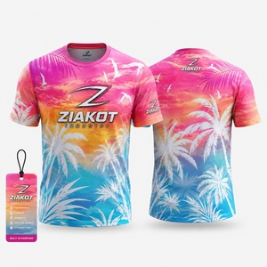 เสื้อยืด ZIAKOT ดีไซน์ใหม่สำหรับผู้ชาย ลายพิมพ์ 3 มิติ สีดำ ขาว แดง ลายพืชเขตร้อนฮาวาย ออกแบบเองได้ - Product Image 4