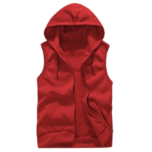 Wholesale Sleeveless Hoodie Vest Men Cotton Zip-Up Hooded Tank <b>Top</b> Custom Logo Bulk Order Gym Activewear Multicolor Options - Product Image 1