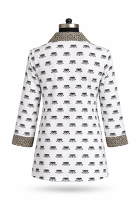 Women Crepe Silk Pajama Set Elephant Print Nightwear Long Sleeve Shirt Pants With Pockets Matching Bag Lounge Wear - Product Image 5