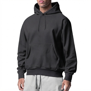 Men's <b>Navy</b> Blue Hooded <b>Sweatshirt</b> Loose Fit Polyester/Cotton Fleece Anti-Wrinkle Casual Pullover Front Pocket Autumn Wear 260g - Product Image 6