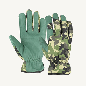 Gants de travail en cuir PU camouflage avec embouts antidérapants, poignets élastiques, gants de sécurité polyvalents - Product Image 1