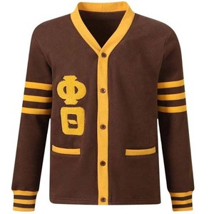 Cárdigan Iota Phi Theta al por Mayor para Hombre, Suéter Tejido con Ribete Amarillo, Manga Larga, Cierre de Botones, Cárdigan con Letras de la Fraternidad - Product Image 1