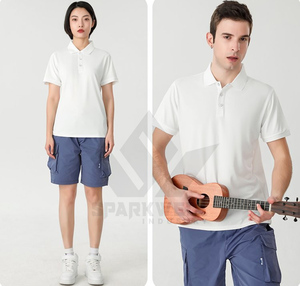 เสื้อโปโลผู้ชายสีฟ้าอ่อนลายเรขาคณิต ผ้าฝ้ายปิเก้ แขนสั้น ระบายอากาศได้ดี สวมใส่สบาย ทรงปกติ - Product Image 5