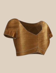 Sari en soie de moutarde Banarasi traditionnel KV avec tissu Zari et blouse non cousue pour les fêtes - Product Image 2