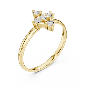 Bague Fleur en Or Jaune pour Femme avec Moissanite Taille Ronde Brillante, Sertie à Griffes, Style Classique, Bague de Fiançailles - Product Image 4