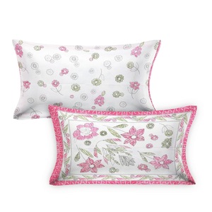 Ensemble de taies d'oreiller en coton brodé floral, 2 pièces, style pastoral, blanc, rose, vert, 400TC, sans plis, pour usage domestique - Product Image 2