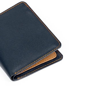 Portefeuille en cuir artisanal à double pli avec plusieurs emplacements pour cartes, design bicolore fin pour hommes et usage quotidien professionnel, bleu marine - Product Image 4