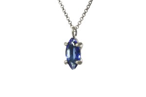 S925 Sterling Silver Classic 18K <b>Solid</b> <b>Gold</b> Fine <b>Pendant</b> Necklace Marquise Cut Sapphire Gemstone Chain Engagement Fine Necklaces - Product Image 4