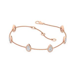 Bracelet élégant en or rose 9 carats avec diamants de laboratoire taille poire, chaîne à maillons, 0,99 CTW - Product Image 2