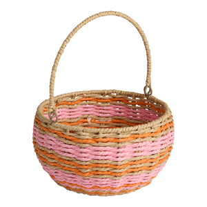 Cesta de Cuerda de Papel, Cesta de Regalo Tejida Colorida con Asa, Cesta Decorativa para Pascua, Flores y Regalos - Product Image 3