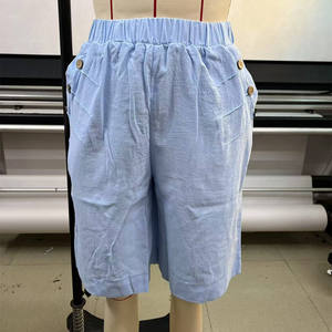 Pantalones Cortos de Cinco Puntos para Mujer, de Color Sólido, Cintura Elástica, Pierna Recta, con Bolsillos, Transpirables, Cintura Media - Product Image 5