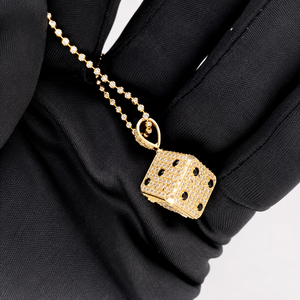 10KT <b>Gold</b> Dice Pendant with 3CT Natural Diamonds E-F SI Quality Luxury Designer Men's Pendant - Product Image 1