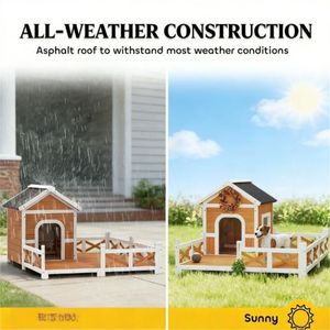 Lussuosa Cuccia per Cani da Esterno con Struttura Stabile, Arredamento per Animali in Legno Color Arancione - Product Image 4