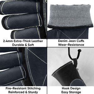 Guantes de Trabajo Resistentes al Fuego y Altas Temperaturas, Guantes de Soldadura TIG de Cuero Vacuno de Alta Calidad, Cómodos y Resistentes - Product Image 2