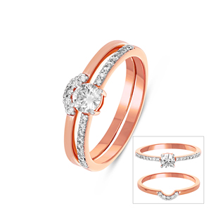 แหวนหมั้นเพชรทรงกลมเจียระไนแบบบริลเลียนท์ 14K 18K โรสโกลด์ ประดับเพชรแล็บโกรว์ ดีไซน์แยกแหวน สำหรับผู้หญิง เครื่องประดับชั้นดี รับผลิตแบบ OEM ODM - Product Image 1
