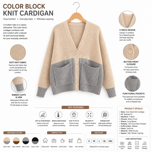 HMR Sisterhood Sorority Acrylic Knitted V-Neck <b>Cardigan</b> With Contrast Color Pockets Full Sleeve Casual Top - Product Image 6