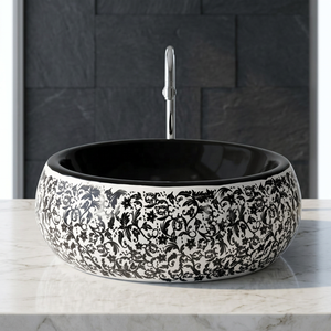 Export Quality Ceramic OEM Sanitary Ware - Golden Color Retro Round Model Table Top Hand Wash Basin, Hot Sell, Made in India - Product Image 5