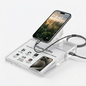 Support de téléphone portable léger et portable en plastique transparent personnalisé, support de bureau pour smartphone, support de tablette - Product Image 2