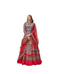 Último diseñador Pure Jacquard Bandhani Patola Impreso Anarkali Vestido por Fab Zone - Product Image 1