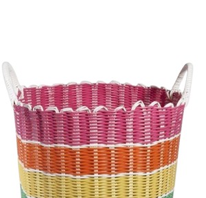 Cesta de Ratán Colorida y Encantadora con Rayas de Arcoíris, Cesta de Almacenamiento Tejida a Mano, Pieza Decorativa Elegante para el Hogar - Product Image 2