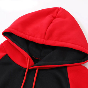 Red <b>Black</b> Raglan Splicing Hoodie Men Regular Fit Cotton/Polyester Custom Print Autumn Warmth <b>Fleece</b> Hoody Street Personality - Product Image 2