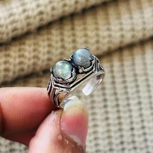 Unique Latest Bohemian Double Labradorite Brass <b>Ring</b> Oxidized Silver Plated <b>Adjustable</b> Vintage <b>Ring</b> Wholesale <b>Ring</b> For Women - Product Image 4