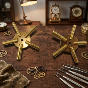 ชุดกุญแจไขนาฬิกา ทองเหลือง สำหรับนาฬิกาโบราณ นาฬิกาตั้งโต๊ะ ขนาดต่างๆ รวมถึงขนาดคู่และขนาดคี่  ชุดเครื่องมือซ่อมนาฬิกา 10 ขนาด - Product Image 2