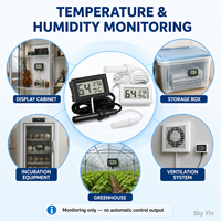 Thermomètre hygromètre numérique FYX Stock avec sonde externe intégrée, affichage noir et blanc, montage sur panneau