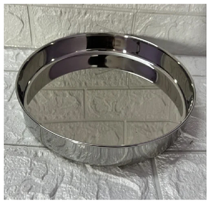 Assiette de service en acier inoxydable, assiette de présentation moderne en métal argenté pour la table de fête - Product Image 4