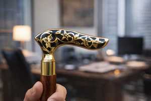 Canne de marche nautique de luxe en bois sculpté à la main - Noir lisse - Cadeau design - Product Image 2