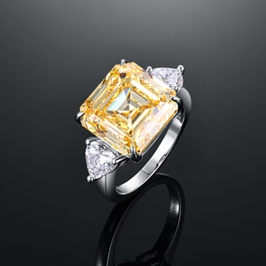 แหวนทองคำแท้ 18K สีเหลือง รุ่น AMBER JEWELS T-49 ทรง Asscher Cut ประดับด้วยพลอยธรรมชาติ ดีไซน์แบบ Eternity Band สำหรับผู้ชายและผู้หญิง ตัวเรือนแบบ Prong Setting ได้รับการรับรองจาก IGI - Product Image 3