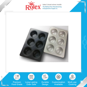 ผู้จัดจำหน่ายมืออาชีพจำหน่ายถาดอบเคลือบสารกันติด ขนาด 0.6 มม. อลูสตีล 35 กรัม ถาดอบเค้ก/มัฟฟิน 6 ถ้วย สำหรับขาย - Product Image 3