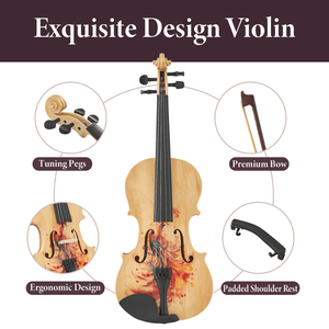 Violín Profesional de Tamaño Completo 4/4 con Sonido Premium, Diseño Ligero y Duradero con Accesorios Completos, Hecho a Mano con Precisión - Product Image 3
