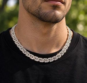 Collar Cubano Iced Out con Micro Pavé de Zirconia, Cadena de Eslabones Unisex, Joyería Redonda Brillante para Fiesta - Product Image 1