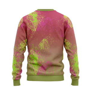 Sudadera de cuello redondo para hombre, rosa y verde, estilo grunge con efecto salpicado, con logo personalizado, jersey para equipo, ropa de entrenamiento al por mayor, tops OEM con logo personalizado - Product Image 2